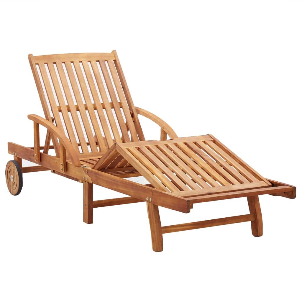 vidaXL Sun Lounger with Cushion Solid Acacia Wood