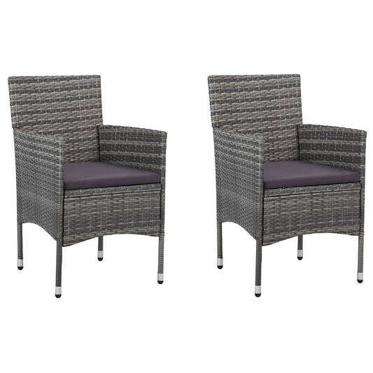 vidaXL Patio Dining Chairs 2 pcs Poly Rattan Gray