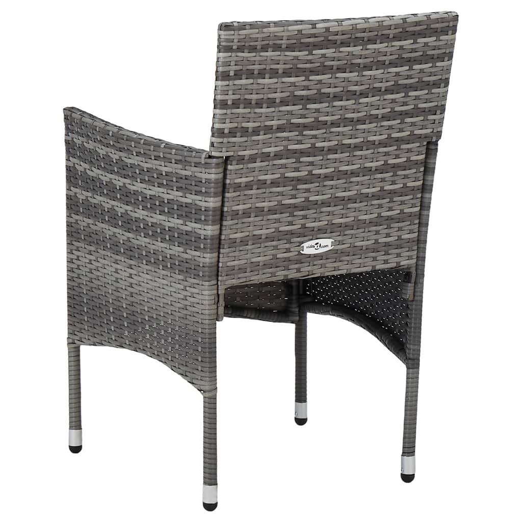 vidaXL Patio Dining Chairs 2 pcs Poly Rattan Gray