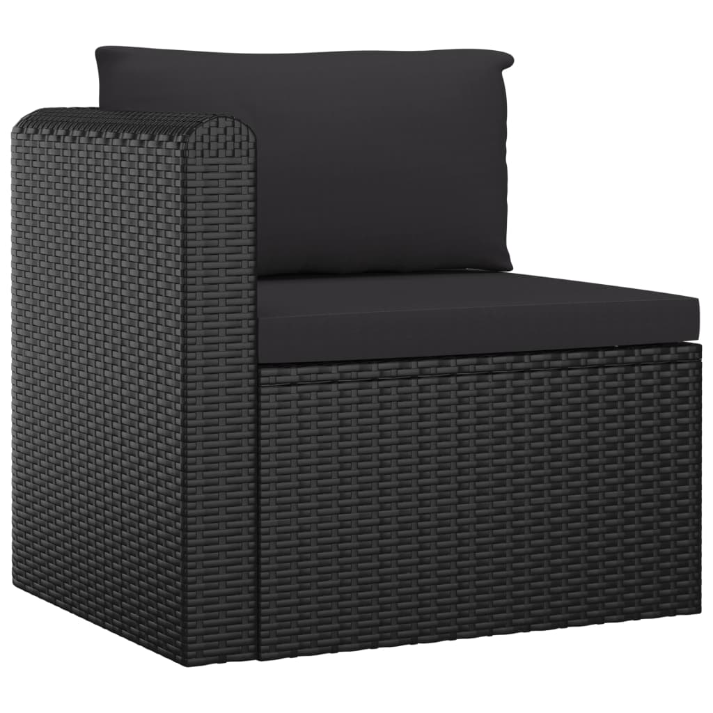 vidaXL 5 Piece Patio Lounge Set with Cushions Poly Rattan Black