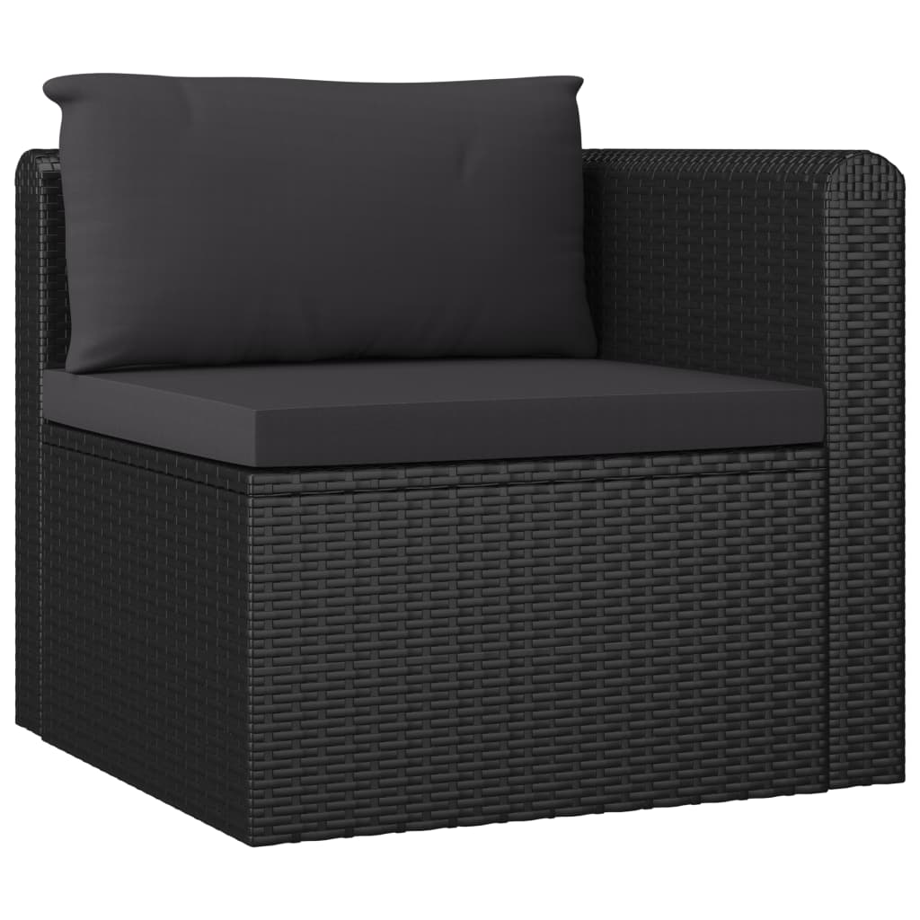 vidaXL 7 Piece Patio Lounge Set with Cushions Poly Rattan Black