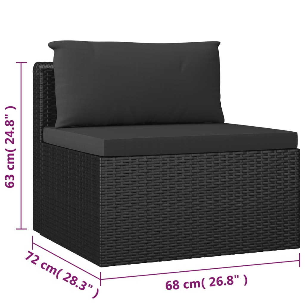 vidaXL 7 Piece Patio Lounge Set with Cushions Poly Rattan Black