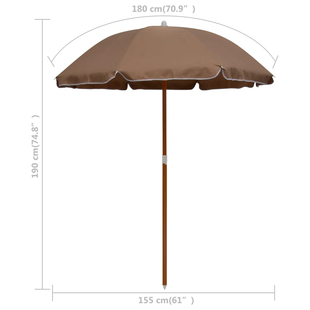 vidaXL Parasol with Steel Pole 70.9" Taupe