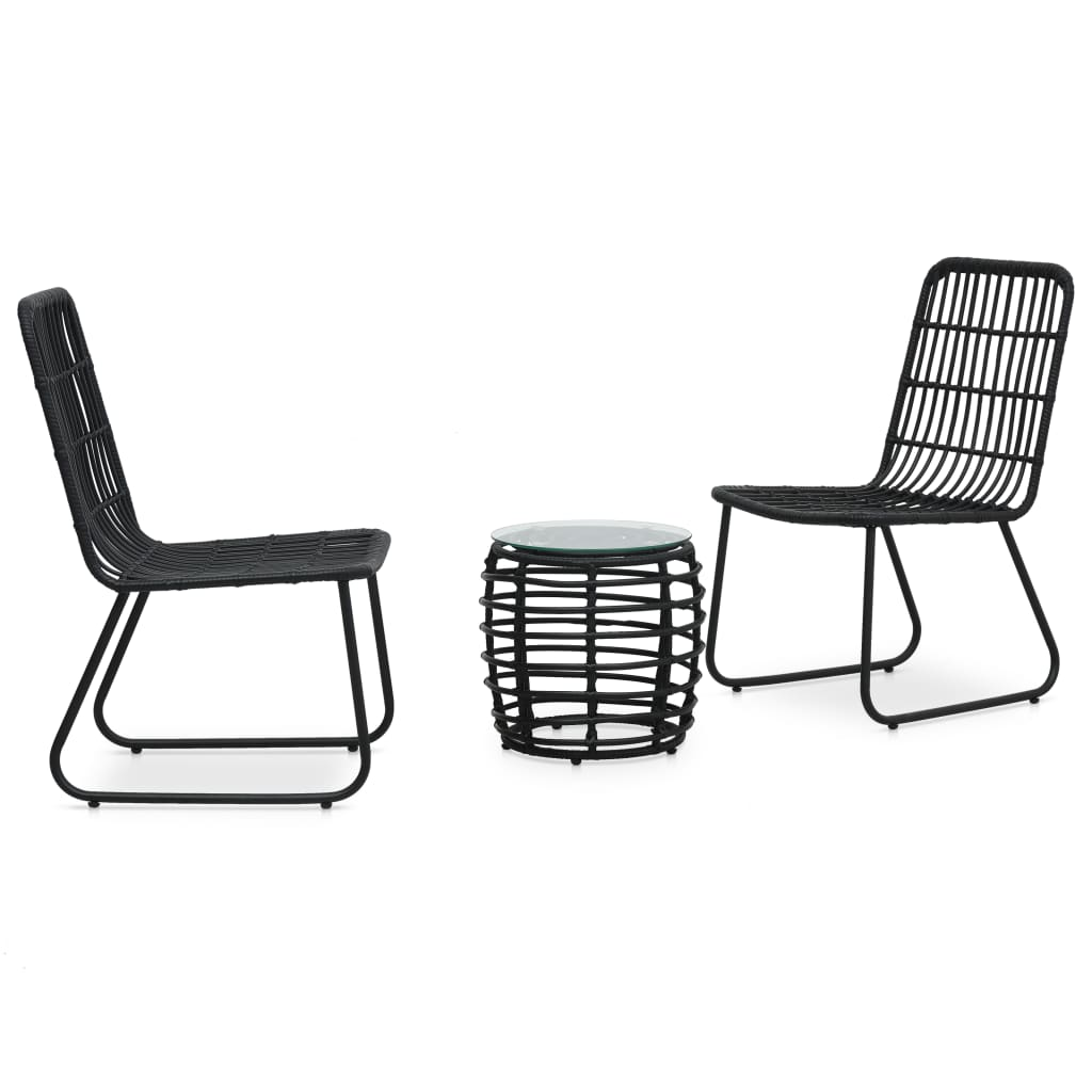 vidaXL 3 Piece Bistro Set Poly Rattan Black