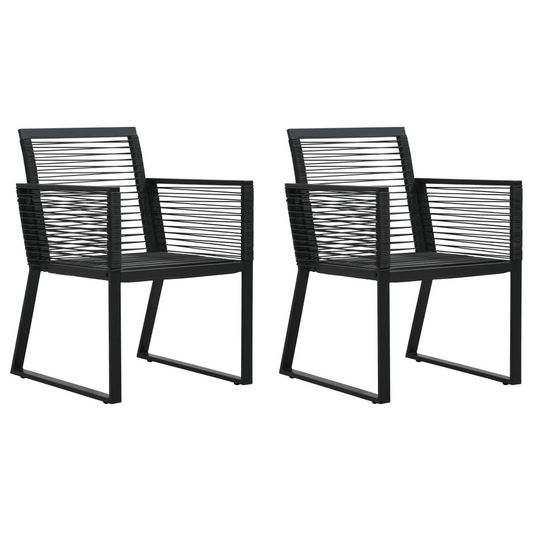 vidaXL Patio Chairs 2 pcs Black PVC Rattan