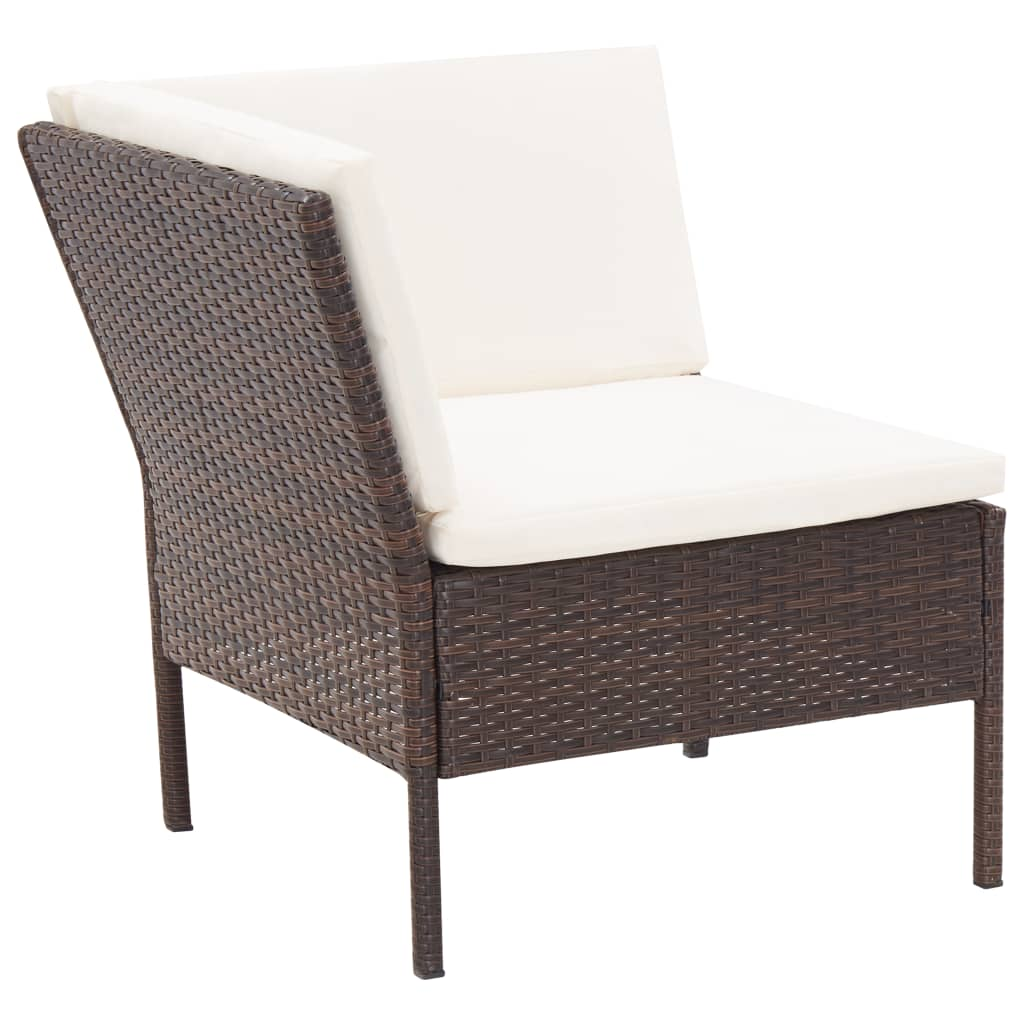 vidaXL 6 Piece Patio Lounge Set with Cushions Poly Rattan Brown