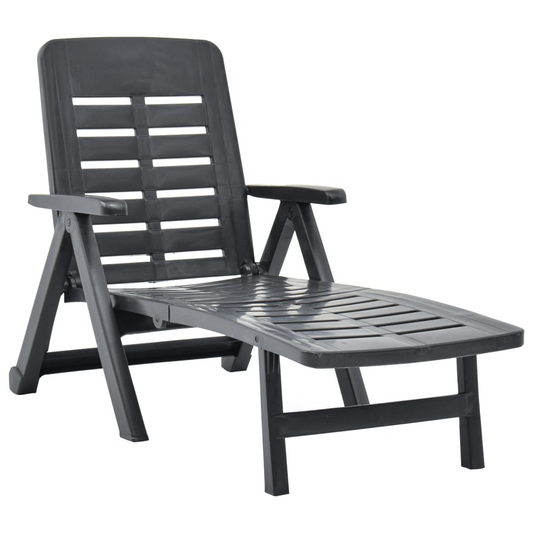 vidaXL Folding Sun Lounger Plastic Anthracite