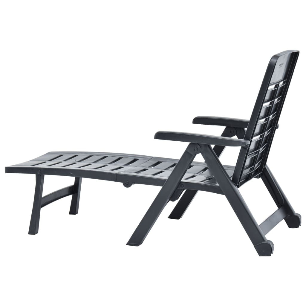 vidaXL Folding Sun Lounger Plastic Anthracite