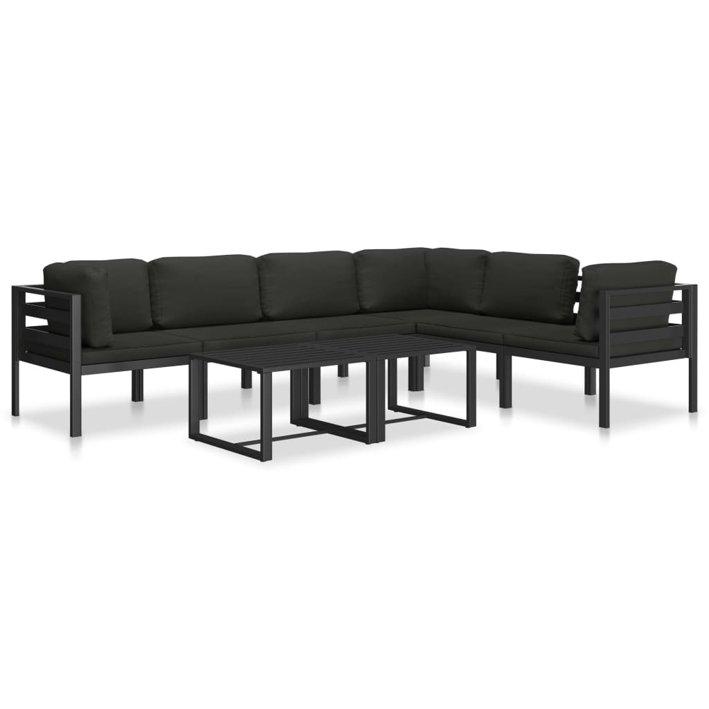 vidaXL Sectional Corner Sofa 1 pc with Cushions Aluminum Anthracite