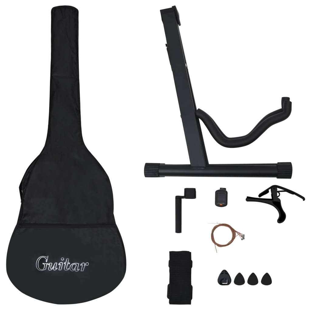 2 Piece Western Acoustic Cutaway Guitar Set with 6 Strings 38"