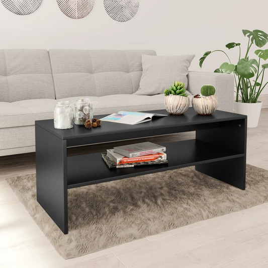 vidaXL Coffee Table Black 39.4"x15.7"x15.7" Engineered Wood