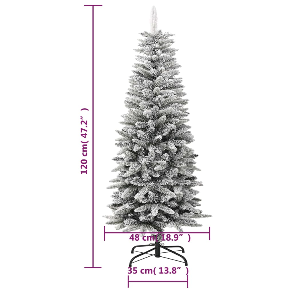 Artificial Slim Christmas Tree with Flocked Snow 4 ft PVC&PE