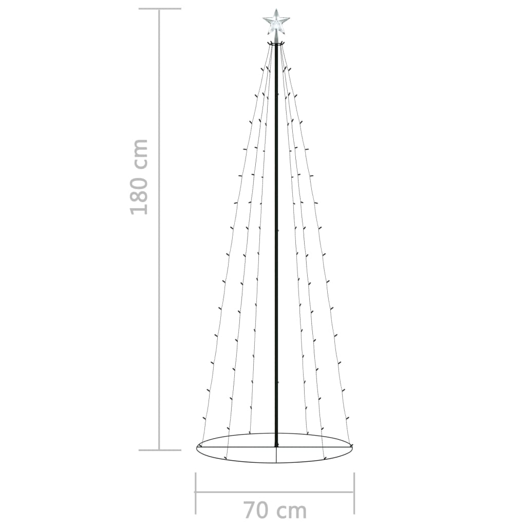 Christmas Cone Tree 100 Warm White LEDs Decoration 2x6 ft