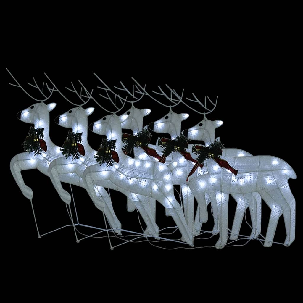 vidaXL Christmas Reindeers 6 pcs White 120 LEDs