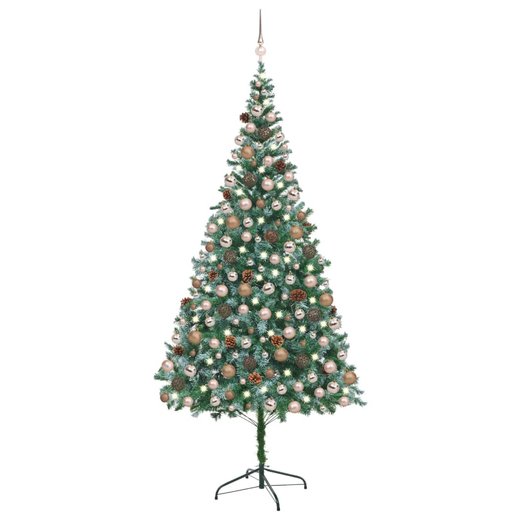 Artificial Pre-lit Christmas Tree with Ball Set Pinecones 82.7"