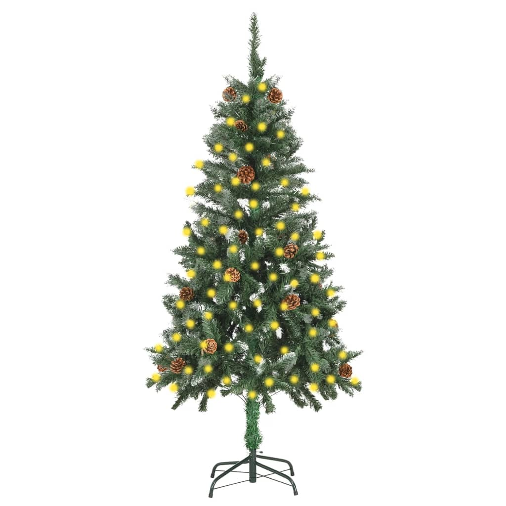 Artificial Pre-lit Christmas Tree with Pine Cones 59.1"