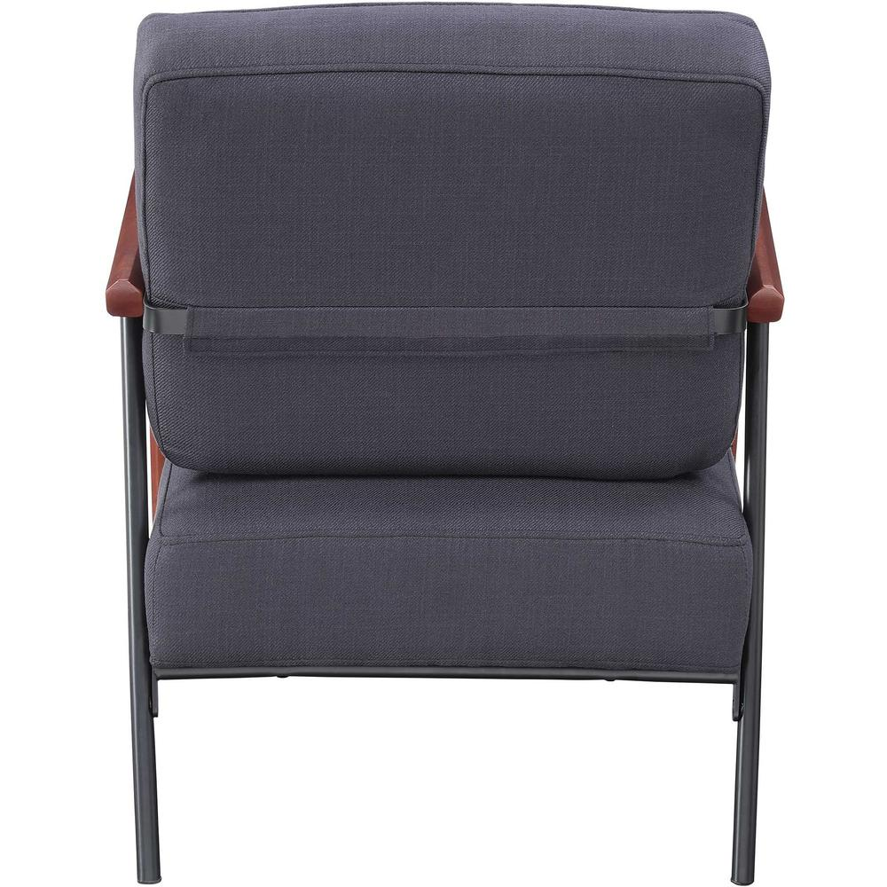 Lorell Fabric Back/Seat Rubber Wood Lounge Chair - Black Fabric Seat - Fabric Back - Black - 1 Each