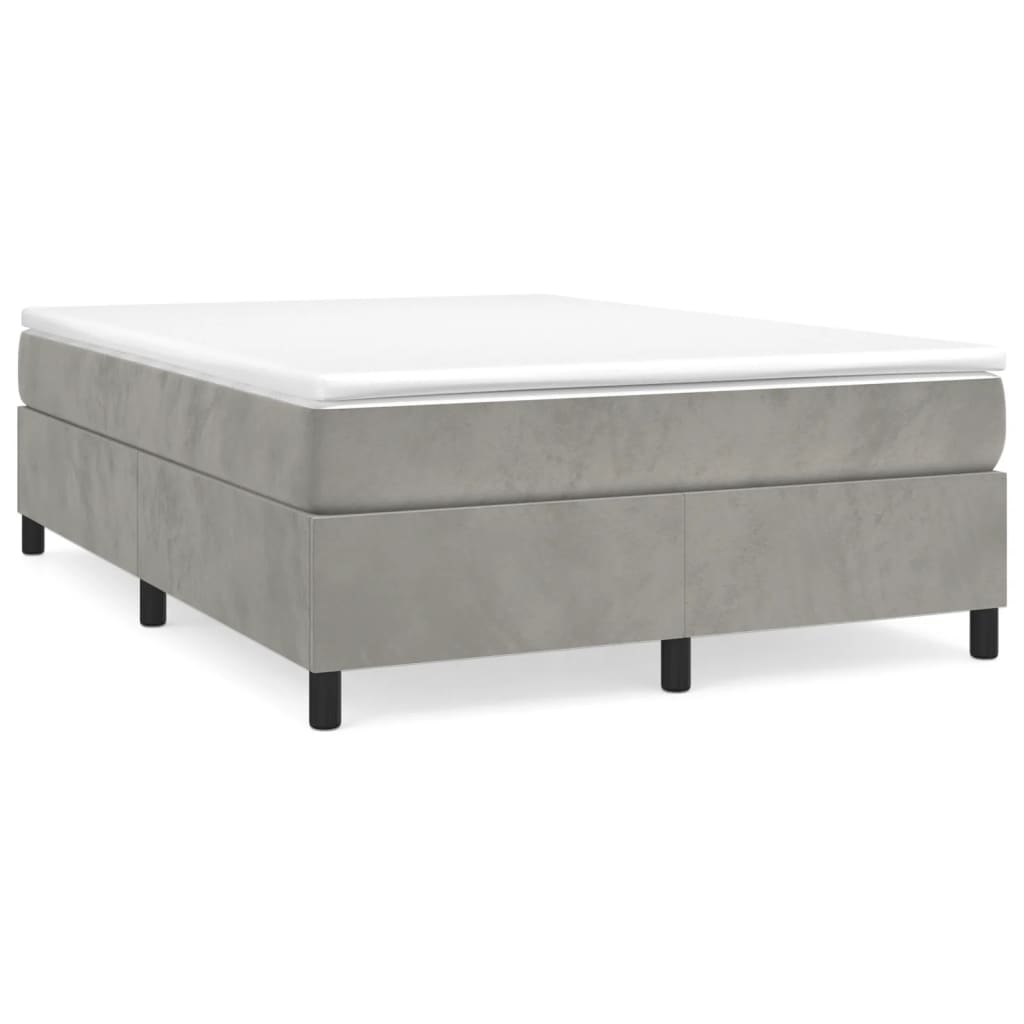 vidaXL Box Spring Bed with Mattress Light Gray 59.8"x79.9" Queen Velvet