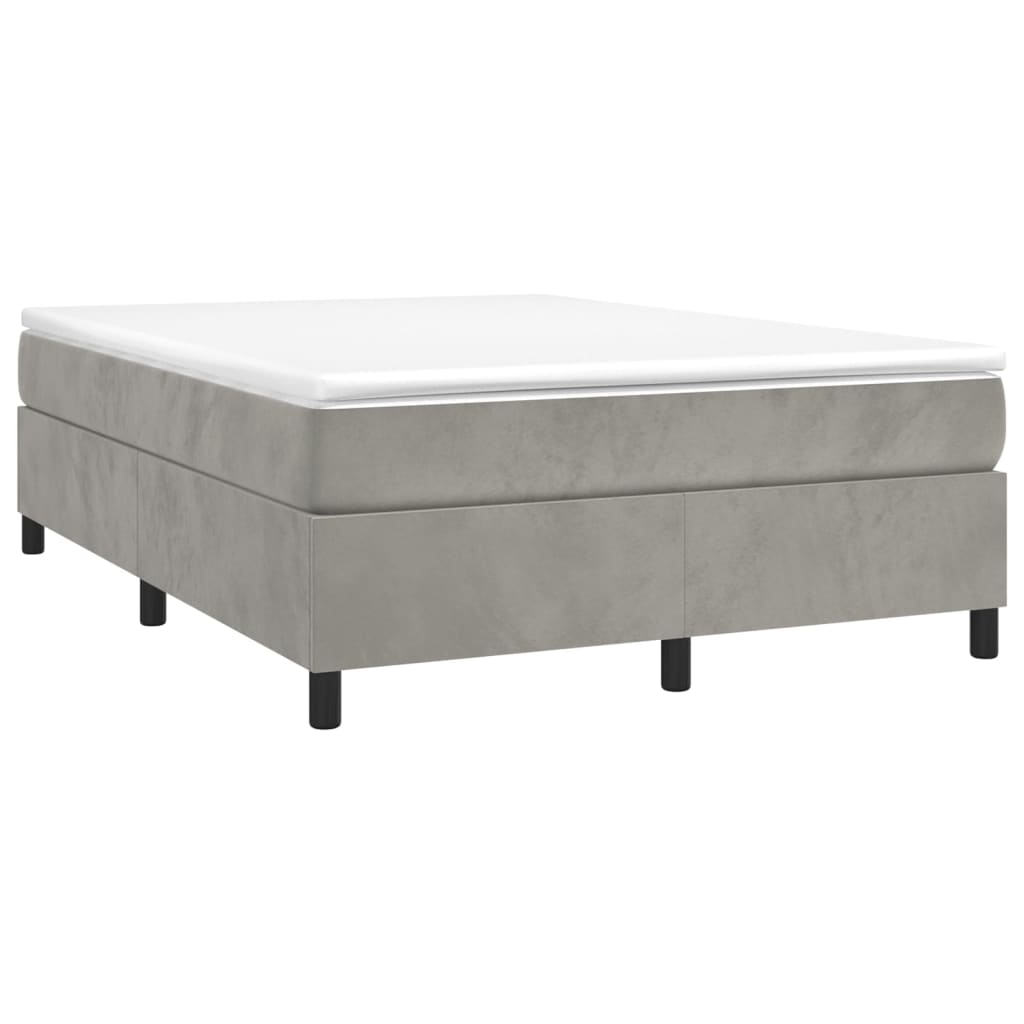 vidaXL Box Spring Bed with Mattress Light Gray 59.8"x79.9" Queen Velvet