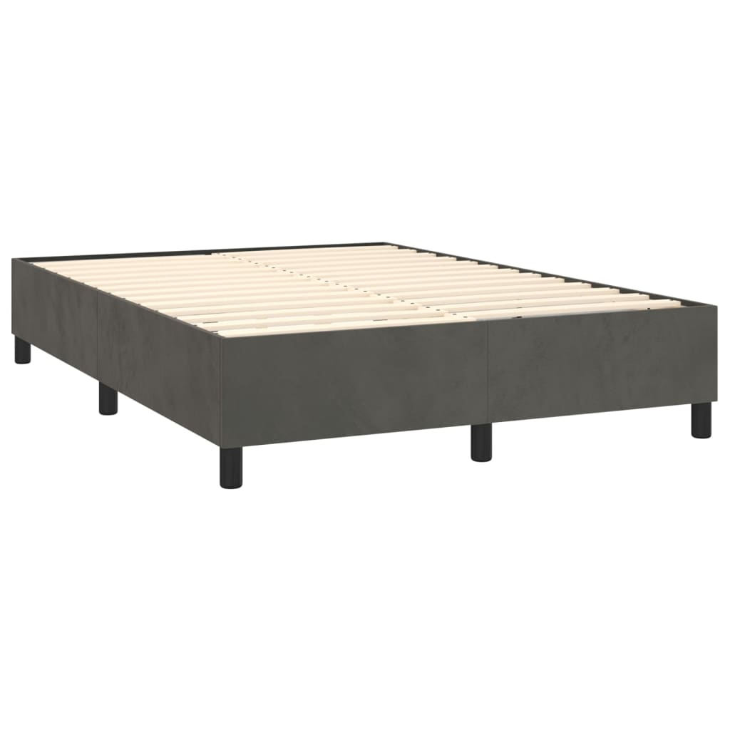 vidaXL Box Spring Bed with Mattress Dark Gray 59.8"x79.9" Queen Velvet