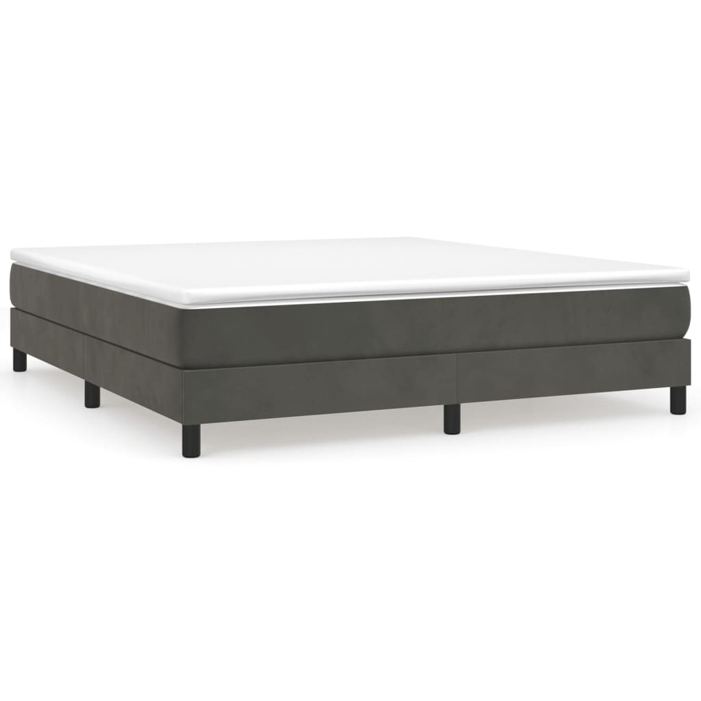 vidaXL Box Spring Bed with Mattress Dark Gray 76"x79.9" King Velvet