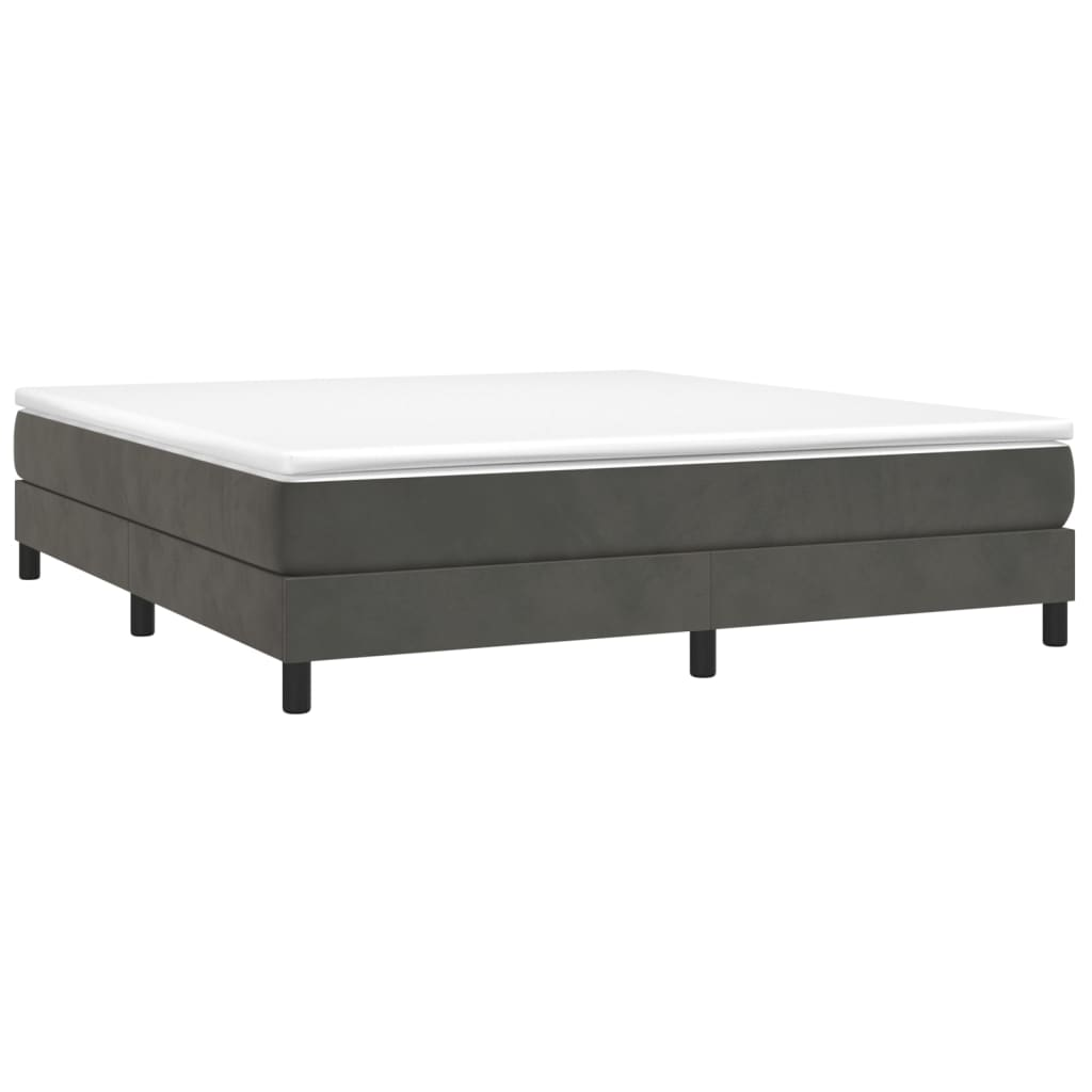 vidaXL Box Spring Bed with Mattress Dark Gray 76"x79.9" King Velvet