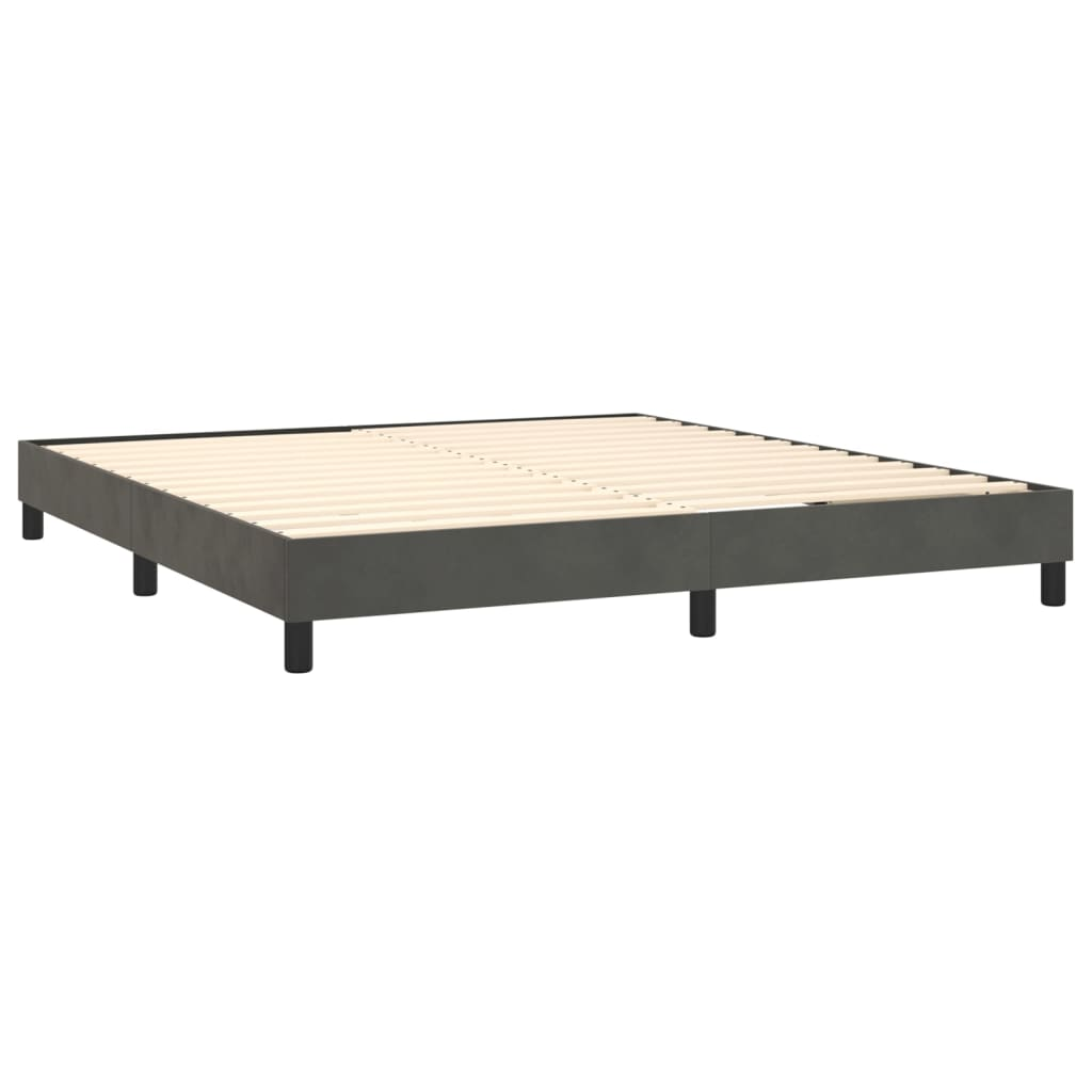 vidaXL Box Spring Bed with Mattress Dark Gray 76"x79.9" King Velvet