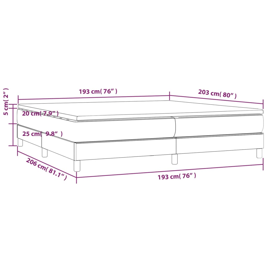 vidaXL Box Spring Bed with Mattress Dark Gray 76"x79.9" King Velvet