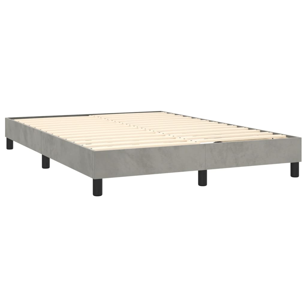 vidaXL Box Spring Bed with Mattress Light Gray 59.8"x79.9" Queen Velvet