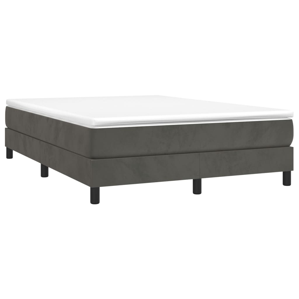 vidaXL Box Spring Bed with Mattress Dark Gray 59.8"x79.9" Queen Velvet