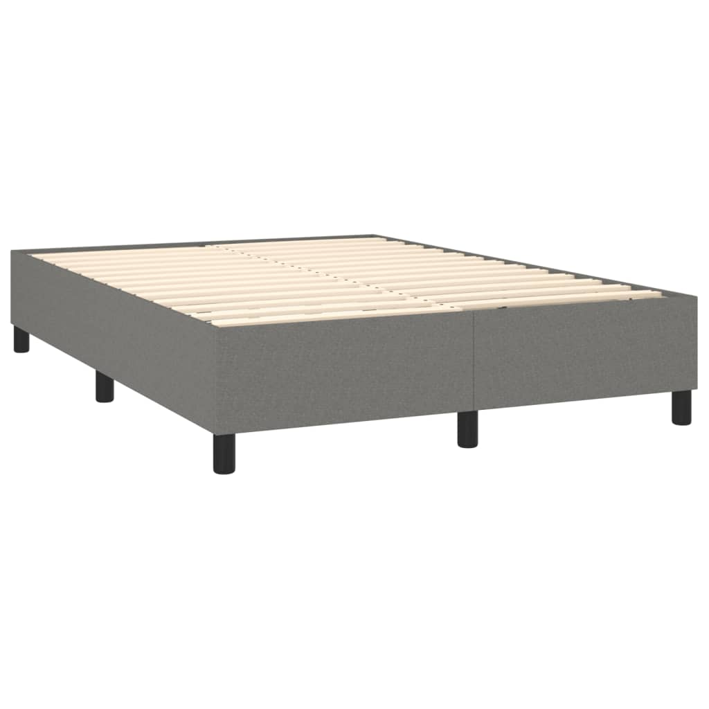 vidaXL Box Spring Bed with Mattress Dark Gray 53.9"x74.8" Full Fabric