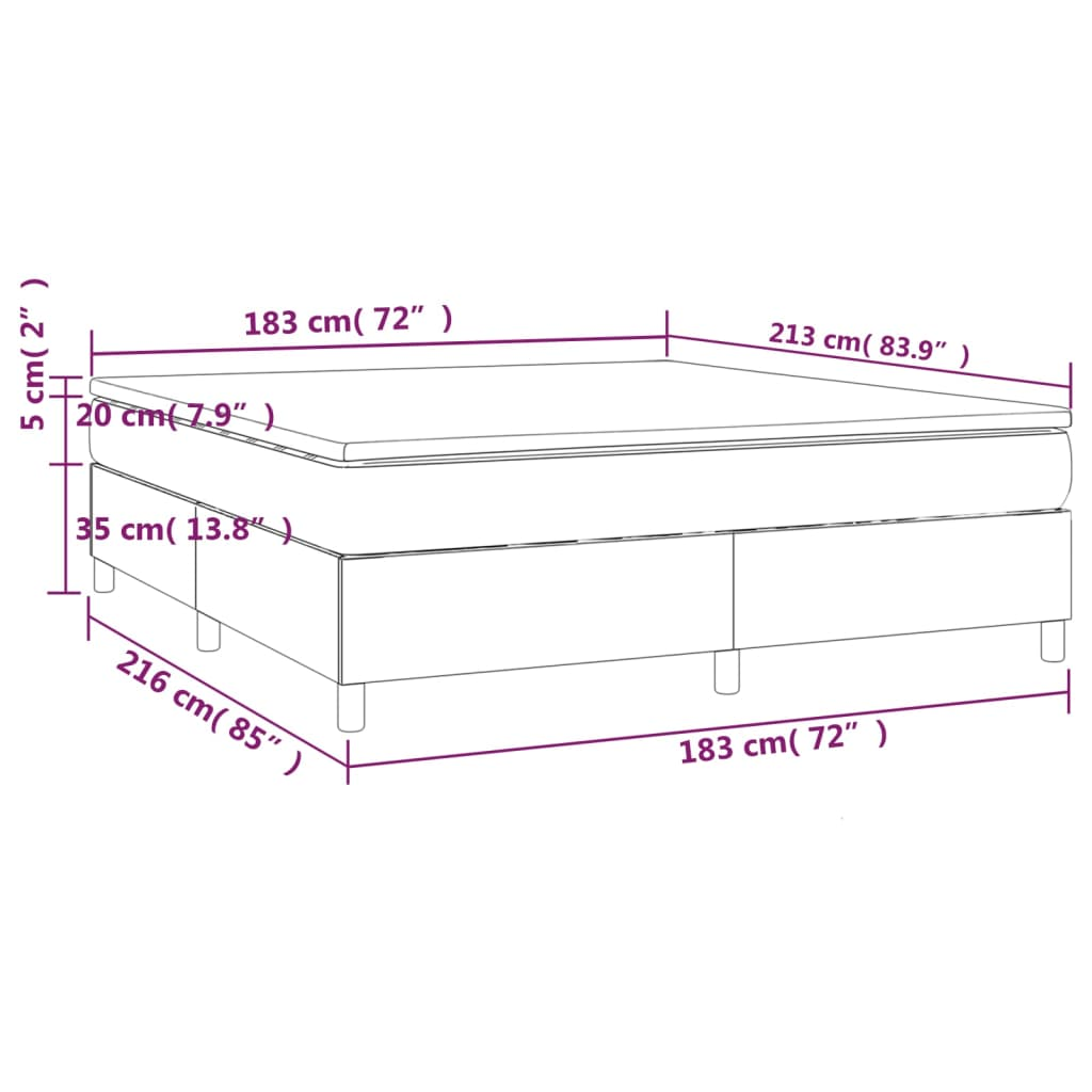 vidaXL Box Spring Bed with Mattress Dark Gray 72"x83.9" California King Fabric