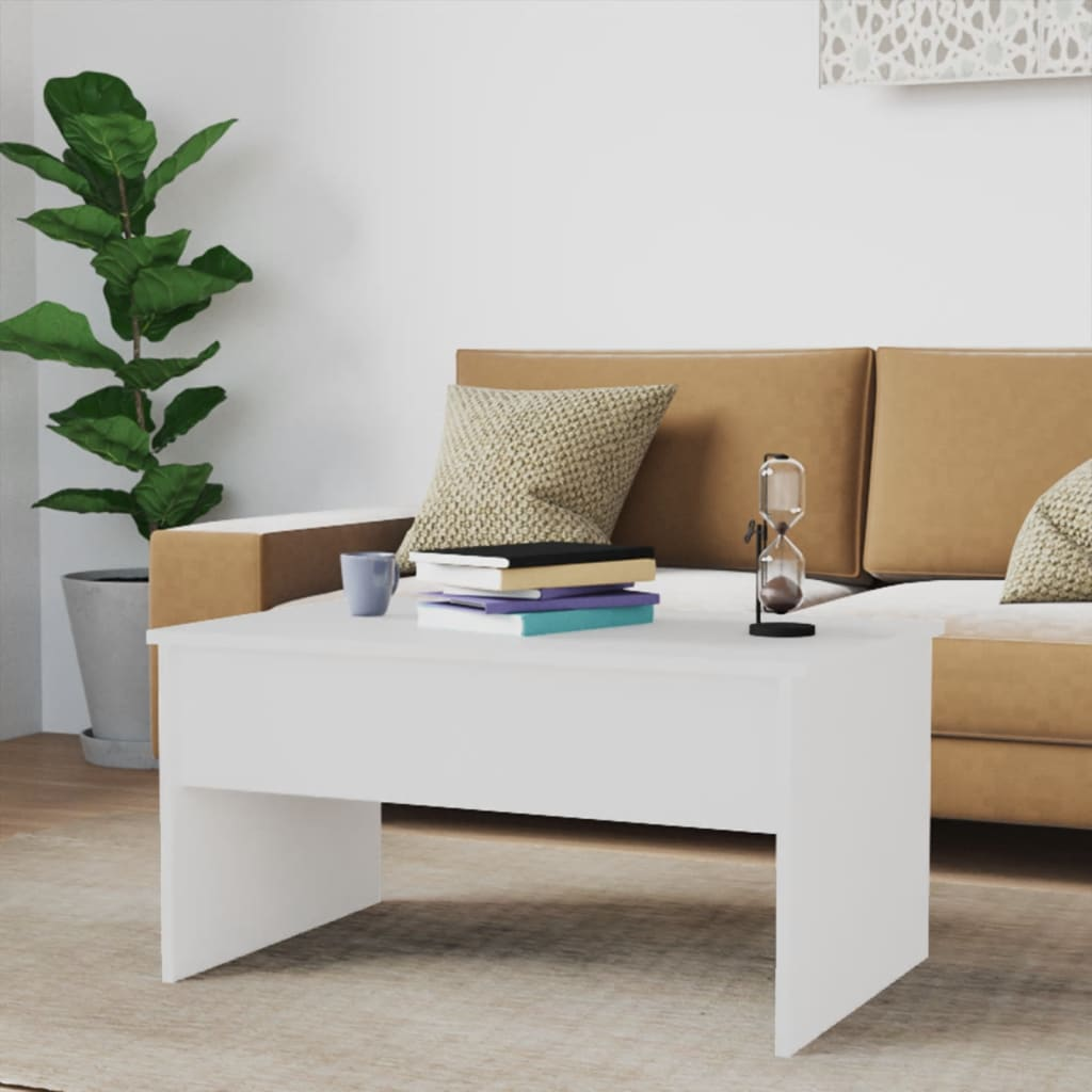 vidaXL Coffee Table High Gloss White 31.5"x19.9"x16.3" Engineered Wood