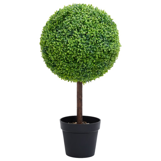 vidaXL Artificial Boxwood Plant with Pot Ball Shaped Green 19.7"