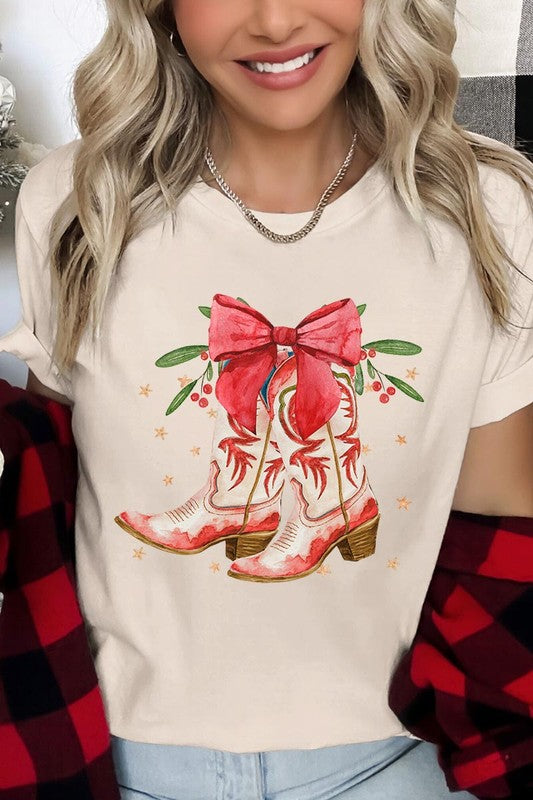 Christmas Cowgirl Boots Graphic Tee