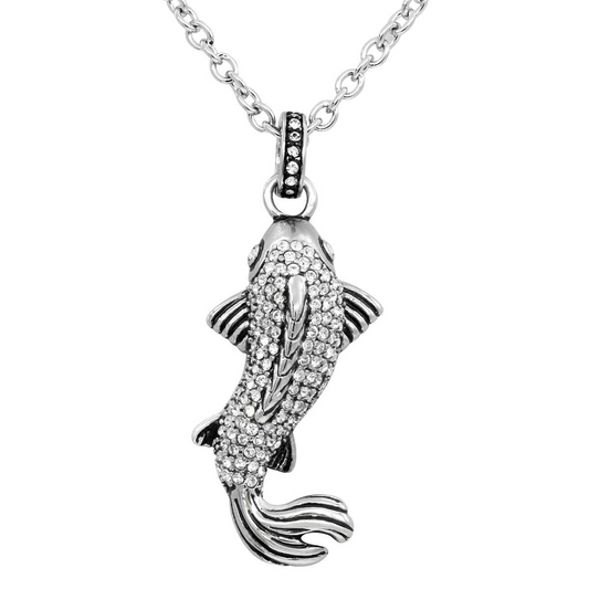 Controse White Sparkling Koi Fish Necklace