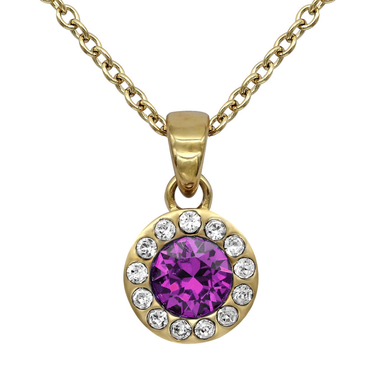 Birthstone Necklace 24K Gold Plated With Swarovski Crystals