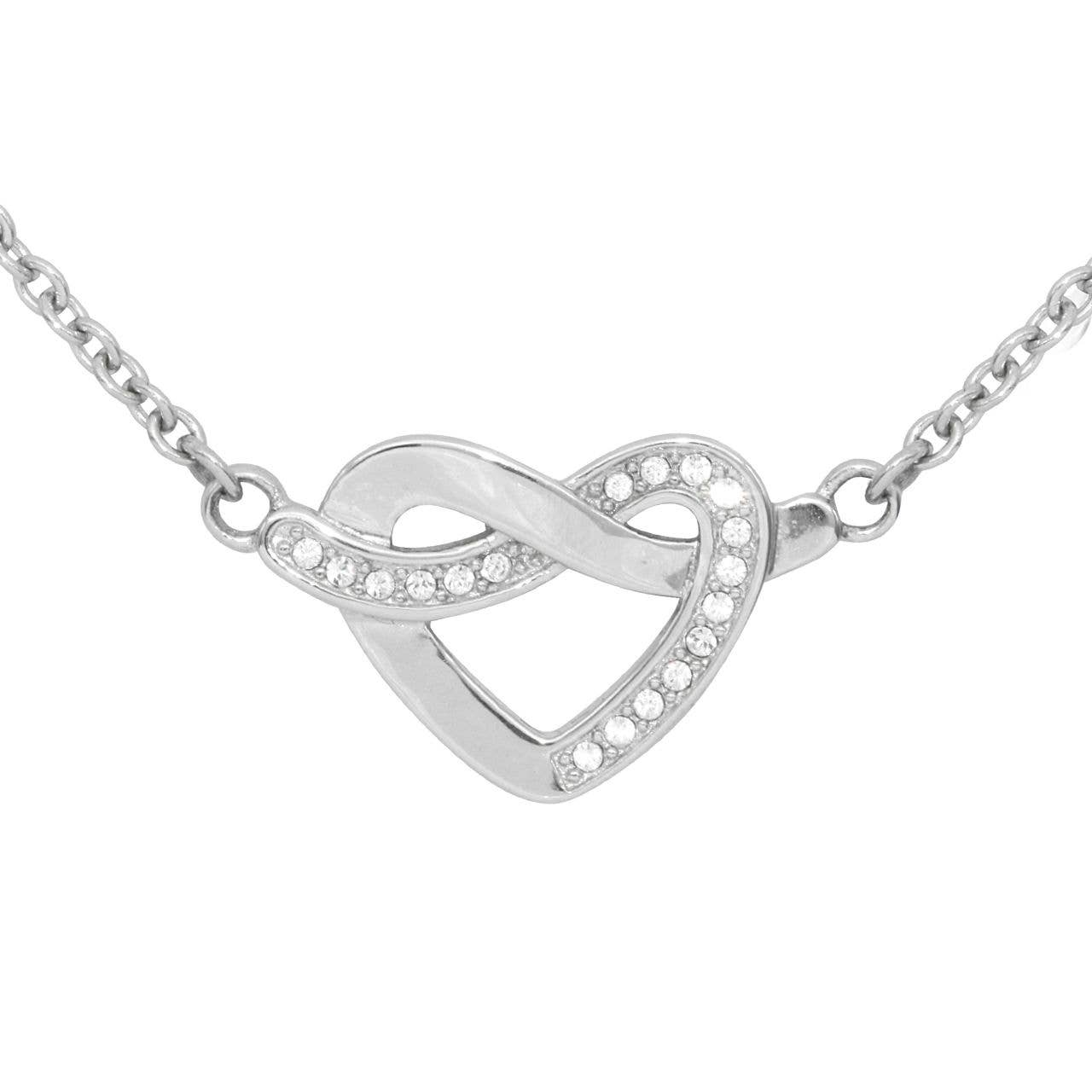 Glimmering Heart Knot Necklace