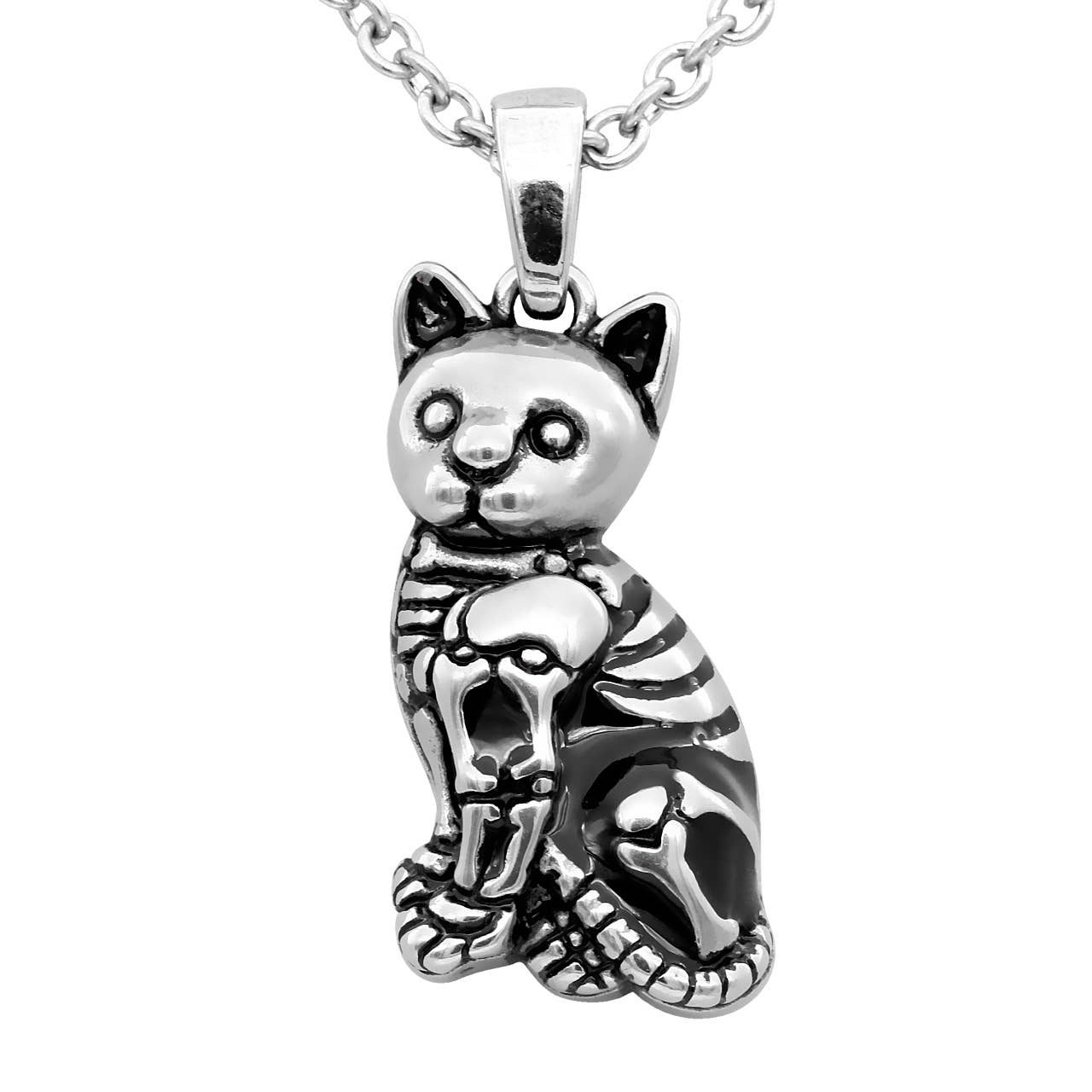 Controse Kitty Cat Skeleton Necklace