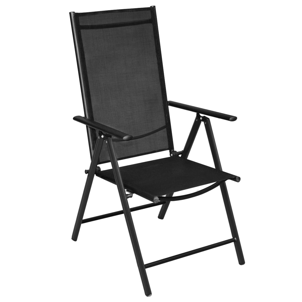 vidaXL 5 Piece Patio Dining Set with Folding Chairs Aluminum Black