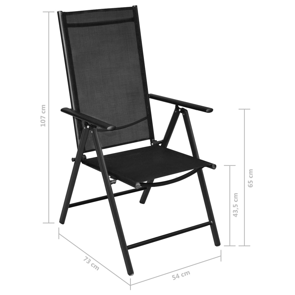 vidaXL 5 Piece Patio Dining Set with Folding Chairs Aluminum Black