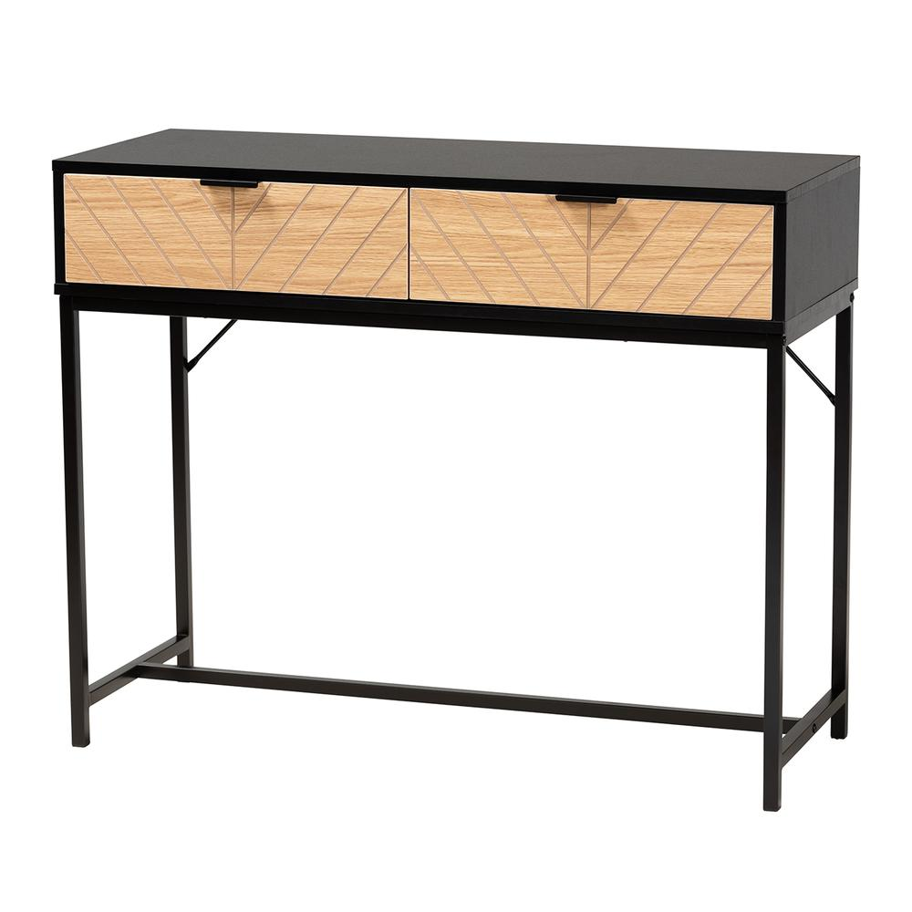 Black Metal 2-Drawer Console Table