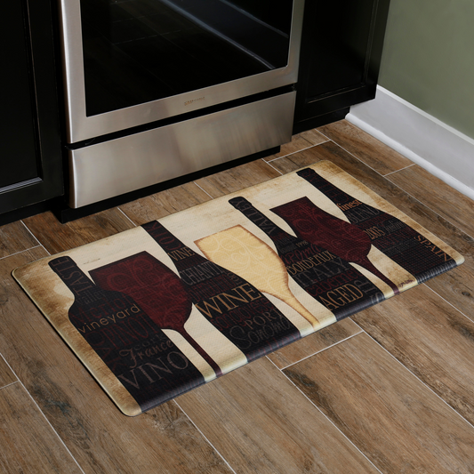 Oversized 20"x36" Feel at Ease Anti-Fatigue Kitchen Mat (Wine Silhouette)