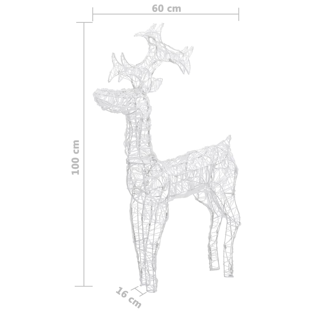 Reindeer Christmas Decoration 90 LEDs 23.6"x6.3"x39.4" Acrylic