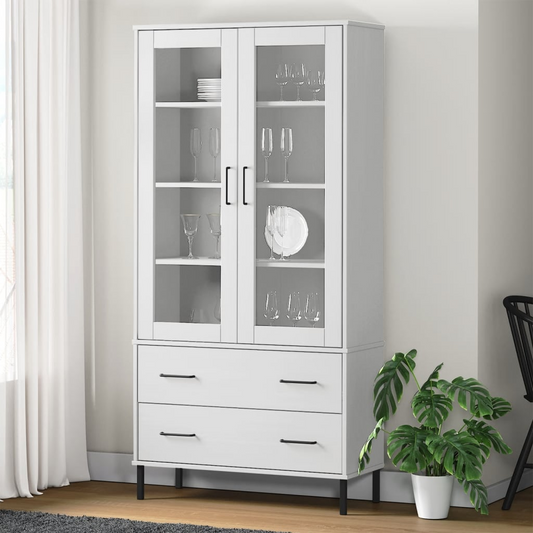 White Bookcase with Metal Legs