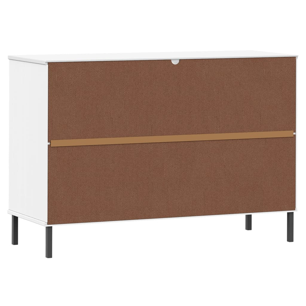 vidaXL Sideboard with Metal Legs White 44.5"x15.7"x30.3" Solid Wood OSLO