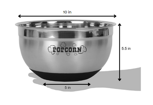 "Sleek Stainless Steel Popcorn Serving Bowl"