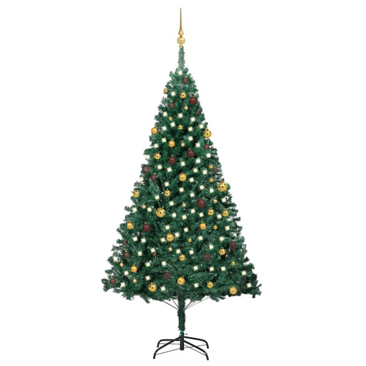 Artificial Pre-lit Christmas Tree with Ball Set Green 94.5"