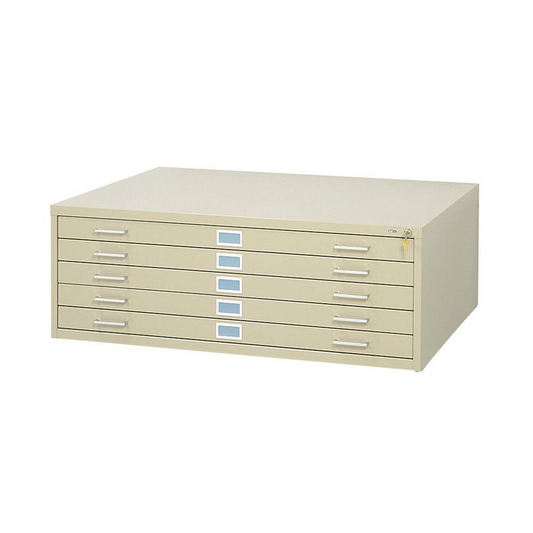 Safco 5-Drawer Steel Flat File - 46.5" x 35.5" x 16.5" - 5 x Drawer(s) for File - Stackable - Tropic Sand - Powder Coated - Steel - Recycled