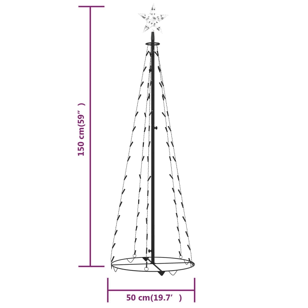 Christmas Cone Tree Cold White 84 LEDs Decoration 19.7"x59.1"